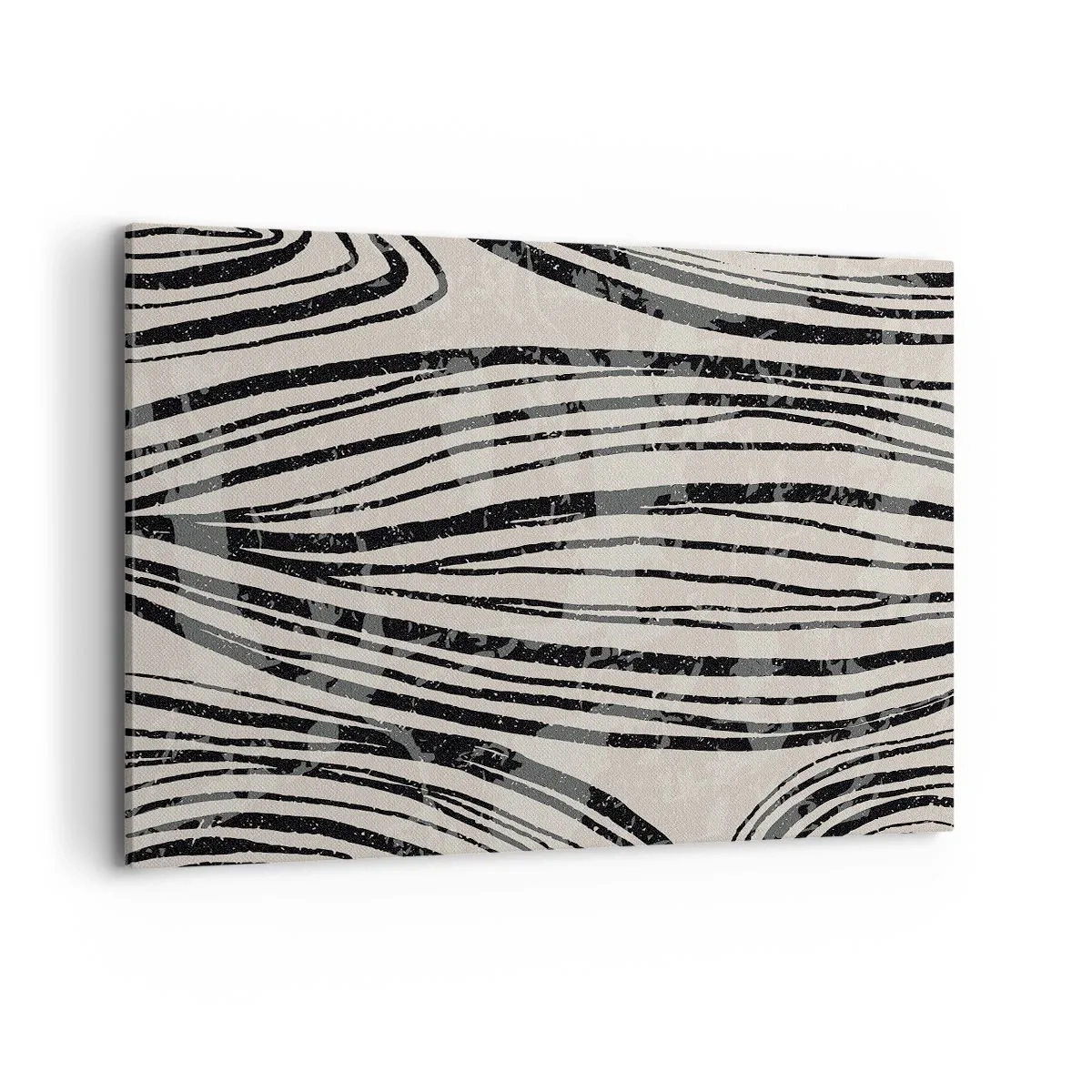 Bild auf Leinwand - Leinwandbild - Abstrakte Wellen in Schwarz-Weiß-Tönen - 100x70cm - Linienpool - Moderne Wanddekoration für Wohnzimmer und Schlafzimmer ARTTOR