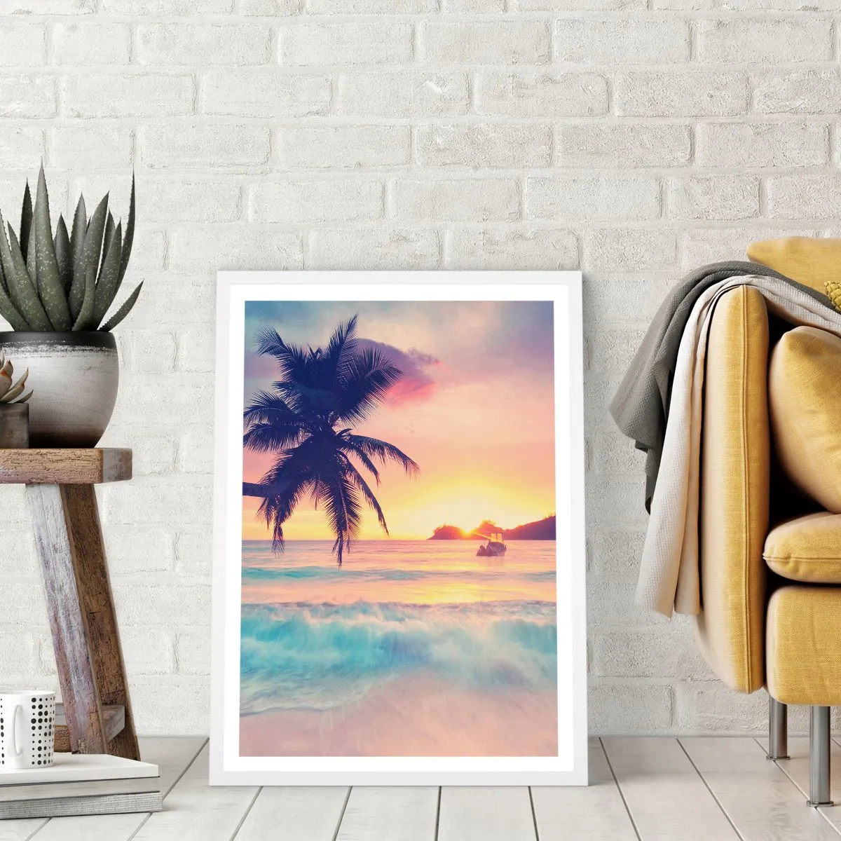 Poster in einem weißen Rahmen - Ein Abend in der Bucht - 70x100 cm