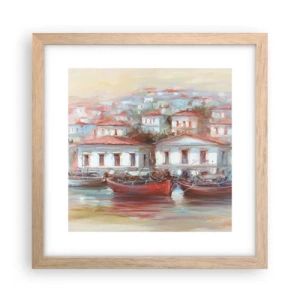 Poster in einem Rahmen aus heller Eiche - Glückliche Stadt - 30x30 cm