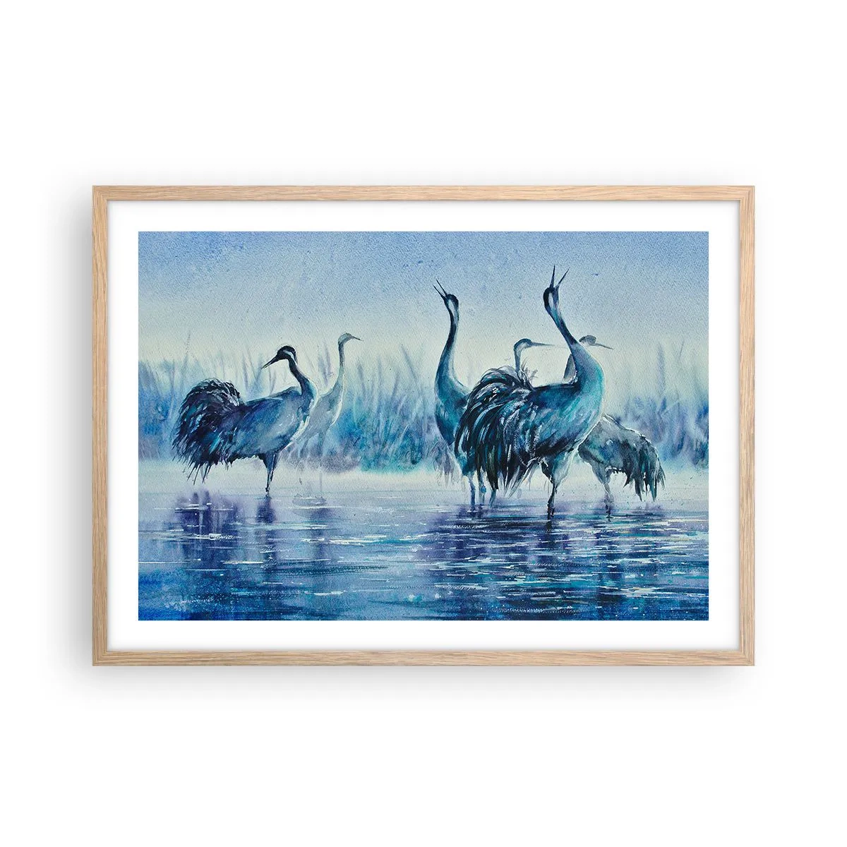Poster in einem Rahmen aus heller Eiche - Morgentliches Treffen - 70x50 cm