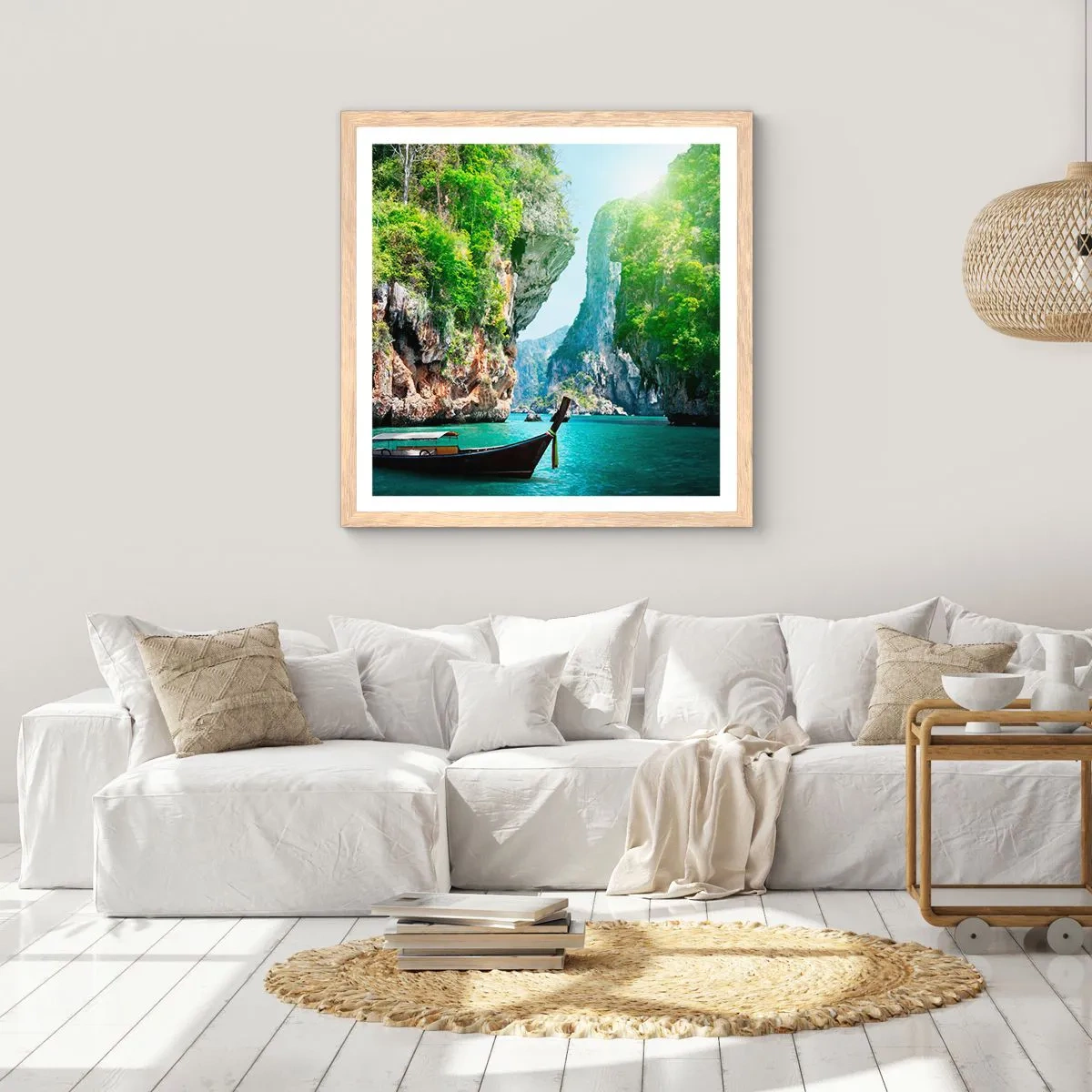 Poster in einem Rahmen aus heller Eiche - Eine Einladung zu einer exotischen Reise - 50x50 cm