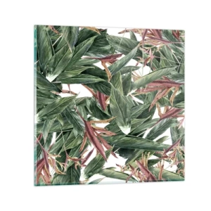 Glasbild - Bild auf glas - Smaragd-lila Dickicht - 70x70 cm