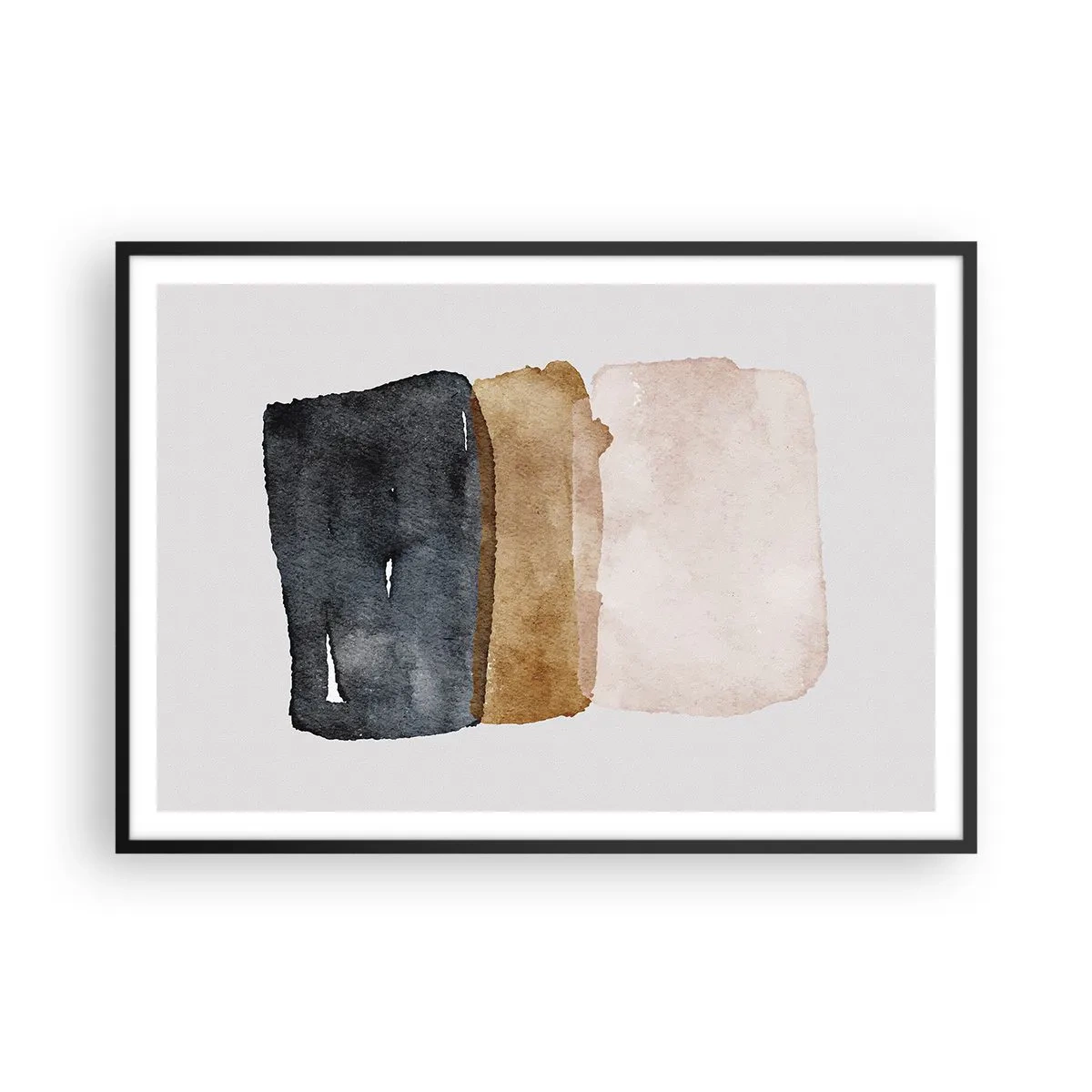 Poster in einem schwarzem Rahmen - Eine minimalistische Komposition aus drei Rechtecken in Erdtönen. - 100x70cm - Die Komposition der Farben der Erde - Moderne Wanddekoration für Wohnzimmer und Schlafzimmer ARTTOR