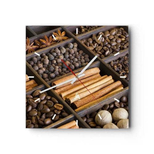 Wanduhr - Glasuhr - Eine Fundgrube an Aromen - 40x40 cm