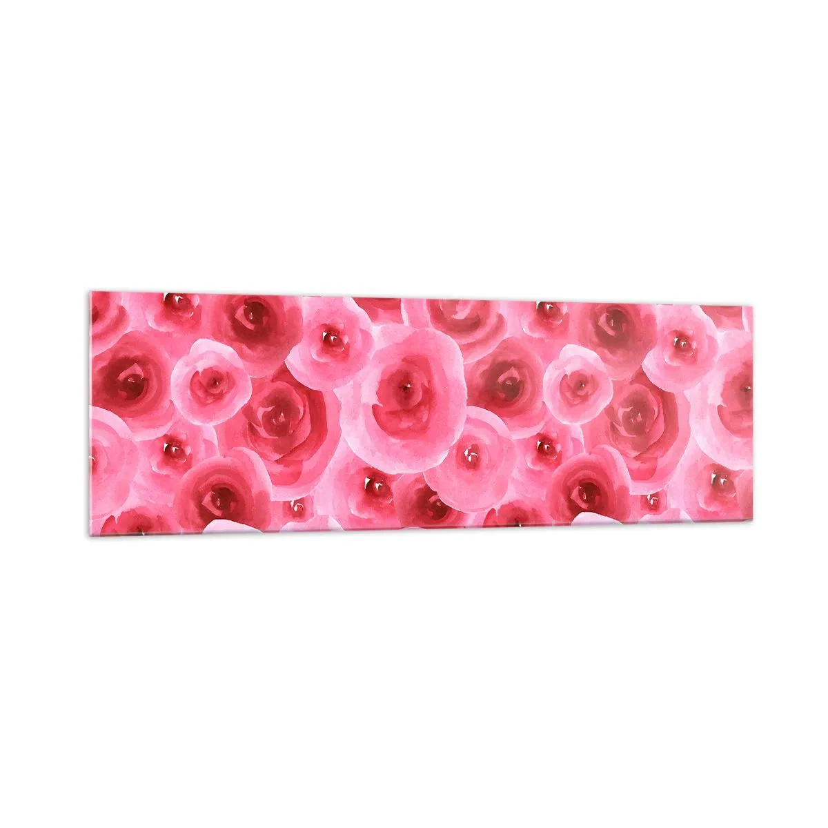 Glasbild - Bild auf glas - Zarte Rosen in pastelligen Rosatönen - 160x50cm - Oben und unten Rosen - Moderne Wanddekoration für Wohnzimmer und Schlafzimmer ARTTOR