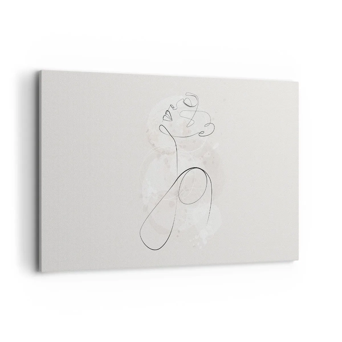 Bild auf Leinwand - Leinwandbild - Minimalistische Gesichtskontur mit einer Blume auf hellem Hintergrund - 120x80cm - Die Spirale der Schönheit - Moderne Wanddekoration für Wohnzimmer und Schlafzimmer ARTTOR