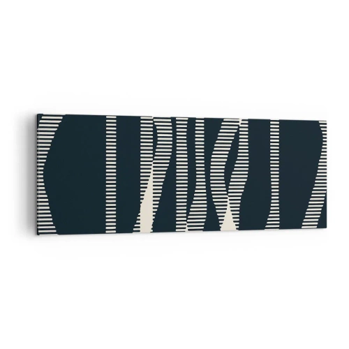 Bild auf Leinwand - Leinwandbild - Geometrische Linien in hellen Farbtönen auf dunklem Hintergrund - 140x50cm - Ein Versuch, die Dunkelheit zu durchbrechen - Moderne Wanddekoration für Wohnzimmer und Schlafzimmer ARTTOR