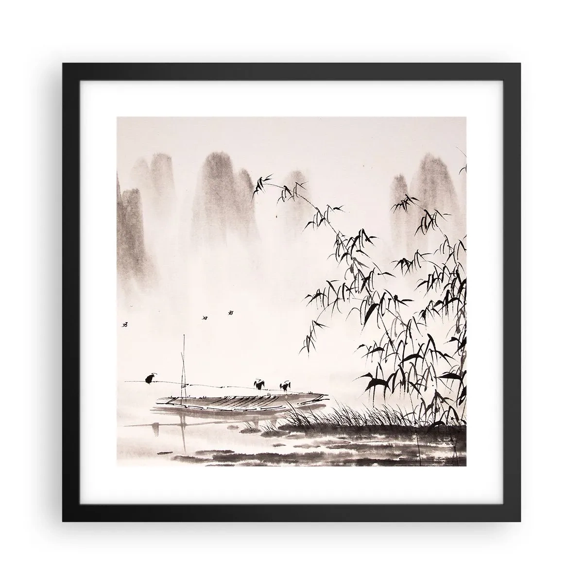 Poster in einem schwarzem Rahmen - Die Stille der Reisfelder - 40x40 cm