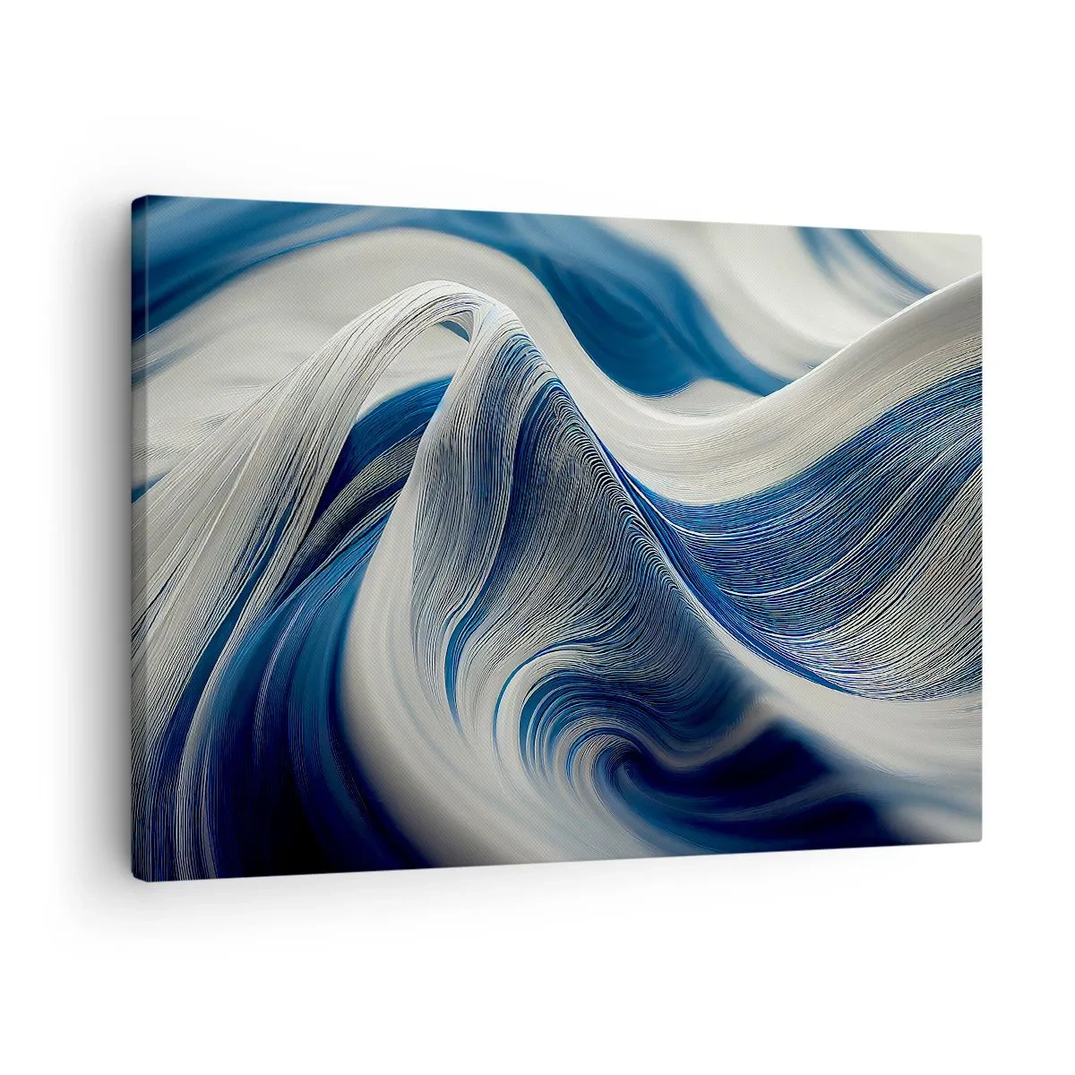 Bild auf Leinwand - Leinwandbild - Abstrakte Wellen in Blau- und Weißtönen - 70x50cm - Fließfähigkeit von Blau und Weiß - Moderne Wanddekoration für Wohnzimmer und Schlafzimmer ARTTOR