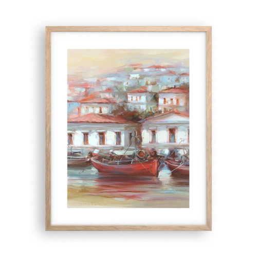 Poster in einem Rahmen aus heller Eiche - Glückliche Stadt - 40x50 cm