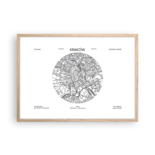 Poster in einem Rahmen aus heller Eiche - Anatomie von Krakau - 70x50 cm