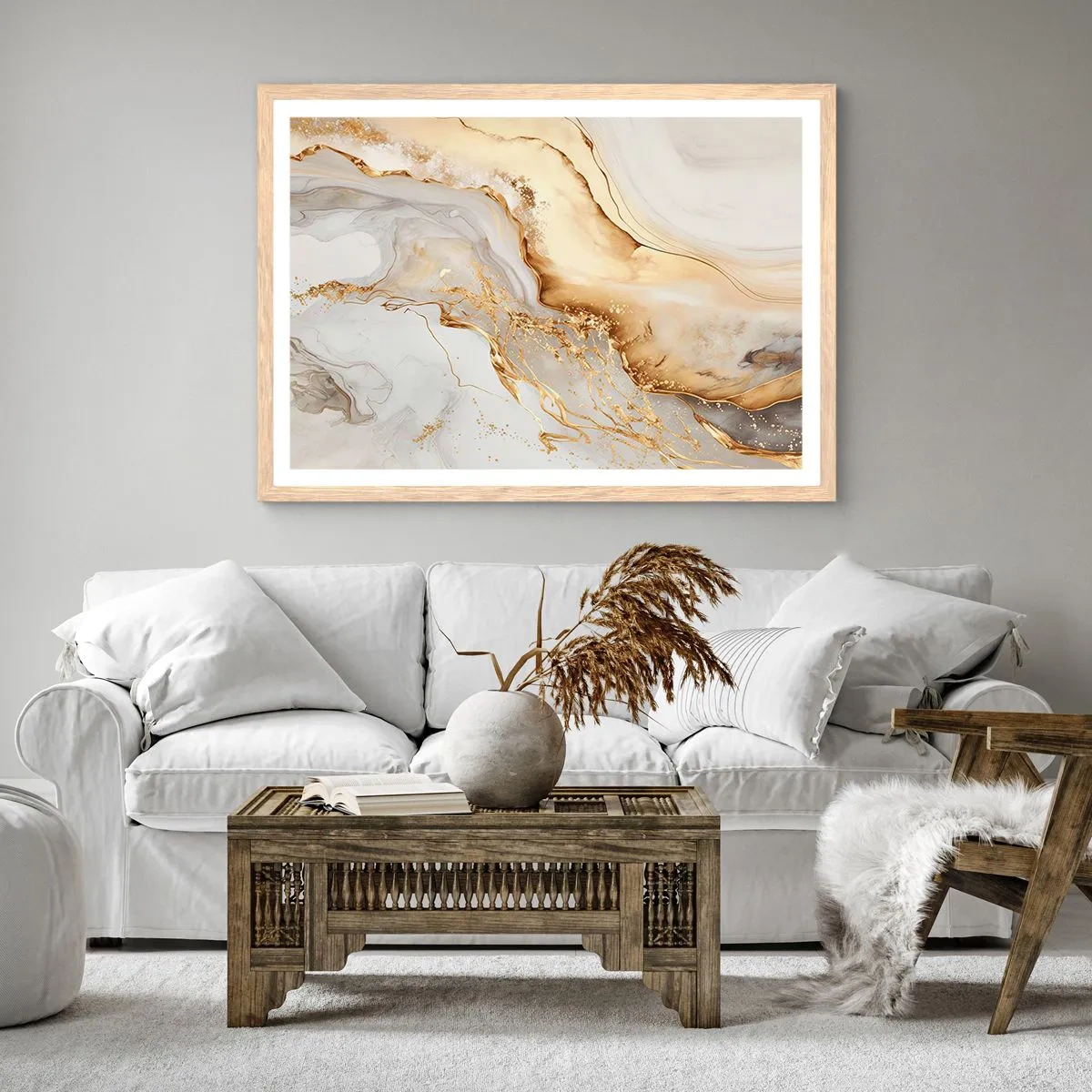 Poster in einem Rahmen aus heller Eiche - Abstraktion: Schönheit und Güte - 40x30 cm