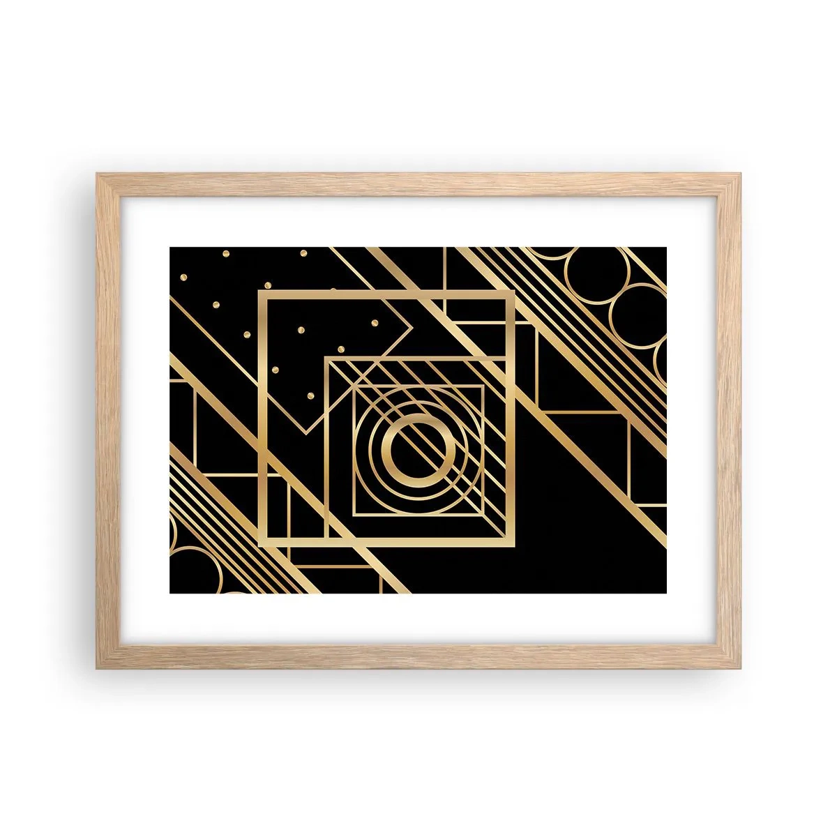 Poster in einem Rahmen aus heller Eiche - Goldene Geometrie - 40x30 cm