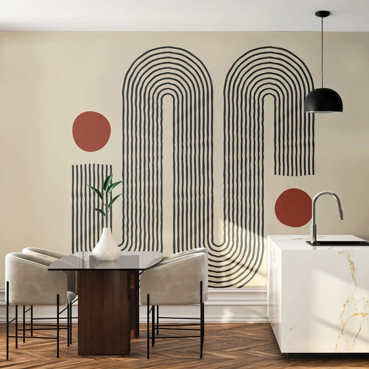 Fototapete Standard Eco - Vom Anfang bis zum Ende - Abstraktion, Grafik, Minimalismus - 500x350 cm