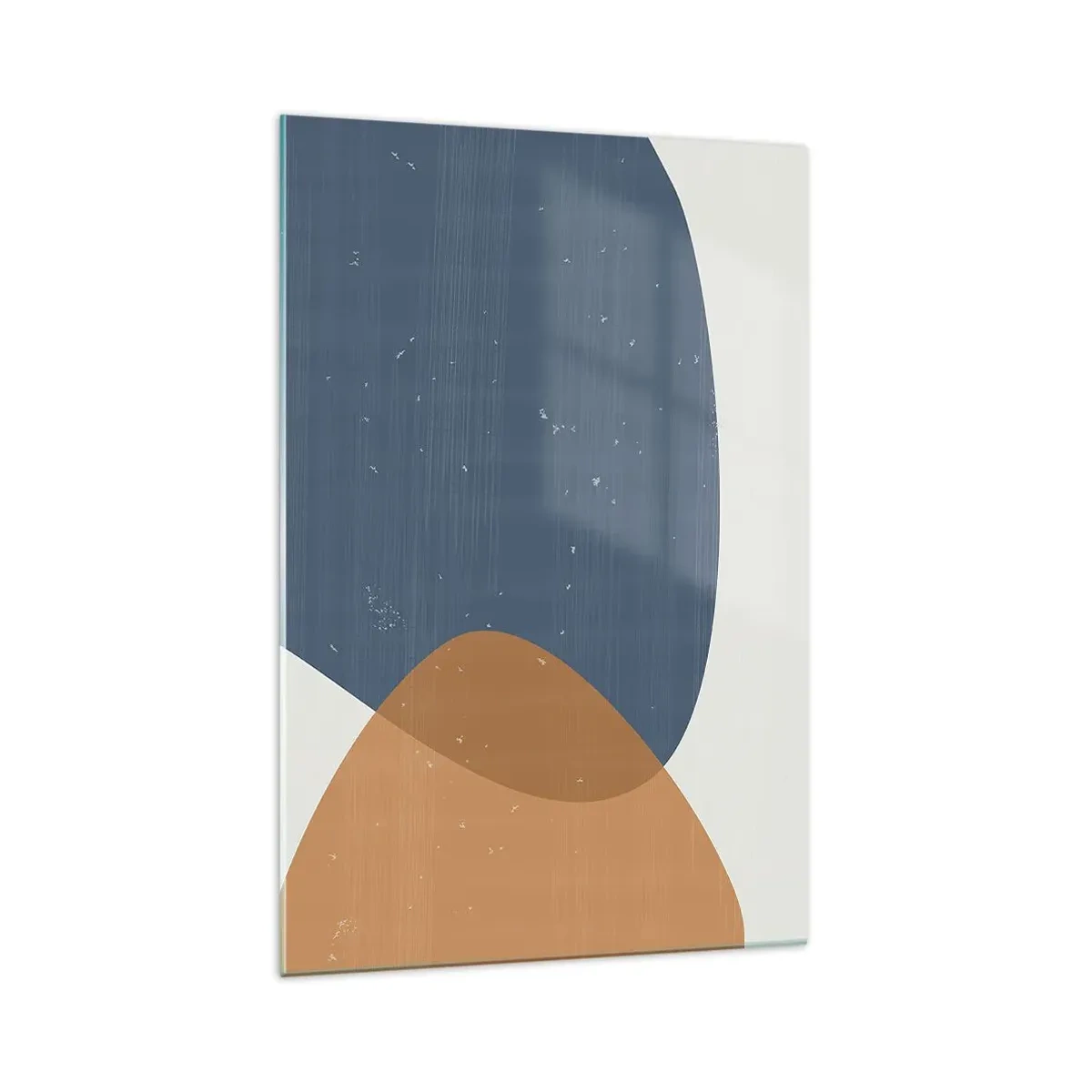 Glasbild - Bild auf glas - Eine minimalistische geometrische Komposition in Blau- und Orangetönen. - 70x100cm - Ovale und Einflüsse - Moderne Wanddekoration für Wohnzimmer und Schlafzimmer ARTTOR