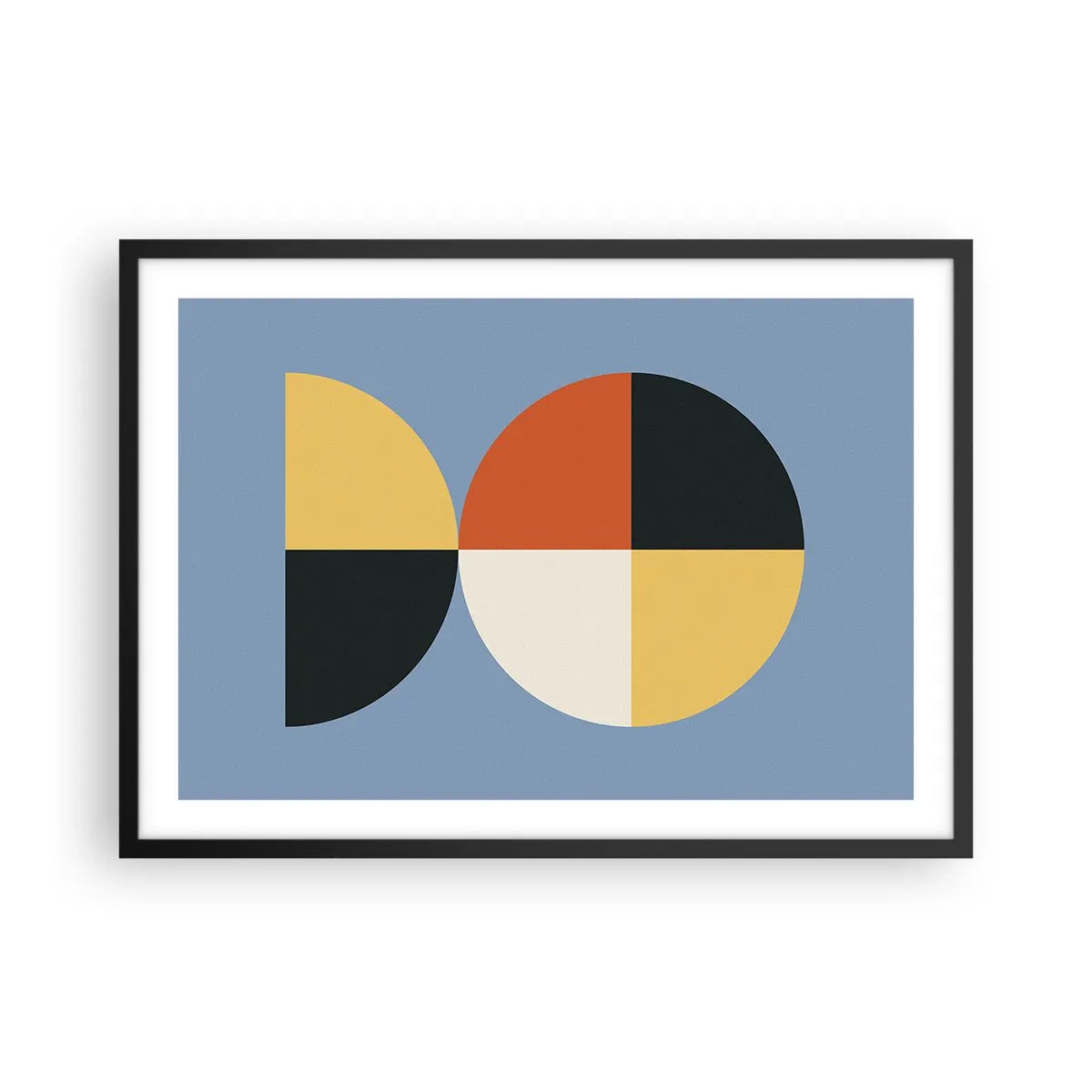 Poster in einem schwarzem Rahmen - Geometrische Kreise auf blauem Hintergrund - 70x50cm - Beobachte und zähle - Moderne Wanddekoration für Wohnzimmer und Schlafzimmer ARTTOR