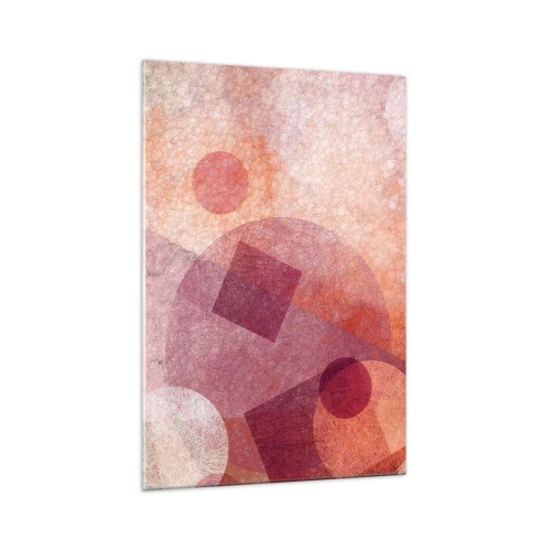 Glasbild - Bild auf glas - Abstrakte geometrische Formen in Pastelltönen von Rosa - 70x100cm - Geometrische Transformationen in Pink - Moderne Wanddekoration für Wohnzimmer und Schlafzimmer ARTTOR
