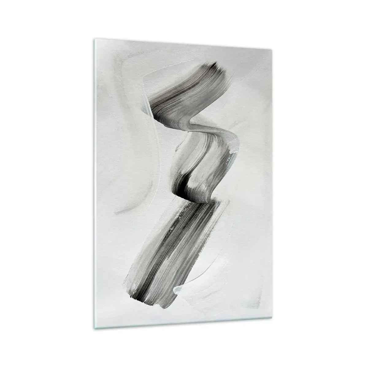 Glasbild - Bild auf glas - Abstrakter schwarz-weißer Pinselstrich auf hellem Hintergrund - 70x100cm - Lässig zum Spaß - Moderne Wanddekoration für Wohnzimmer und Schlafzimmer ARTTOR