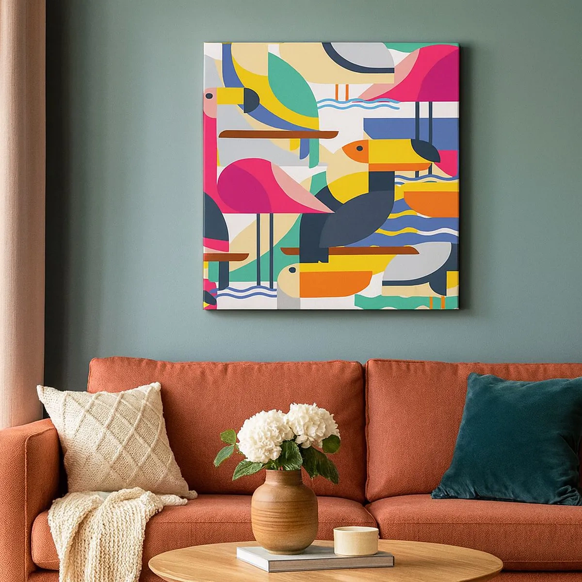 Bild auf Leinwand - Leinwandbild - Vogelparty - 30x30 cm