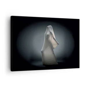 Bild auf Leinwand - Leinwandbild - Eine Figur aus weißem Stoff auf dunklem Hintergrund - 70x50cm - Versteckte Wünsche - Moderne Wanddekoration für Wohnzimmer und Schlafzimmer ARTTOR