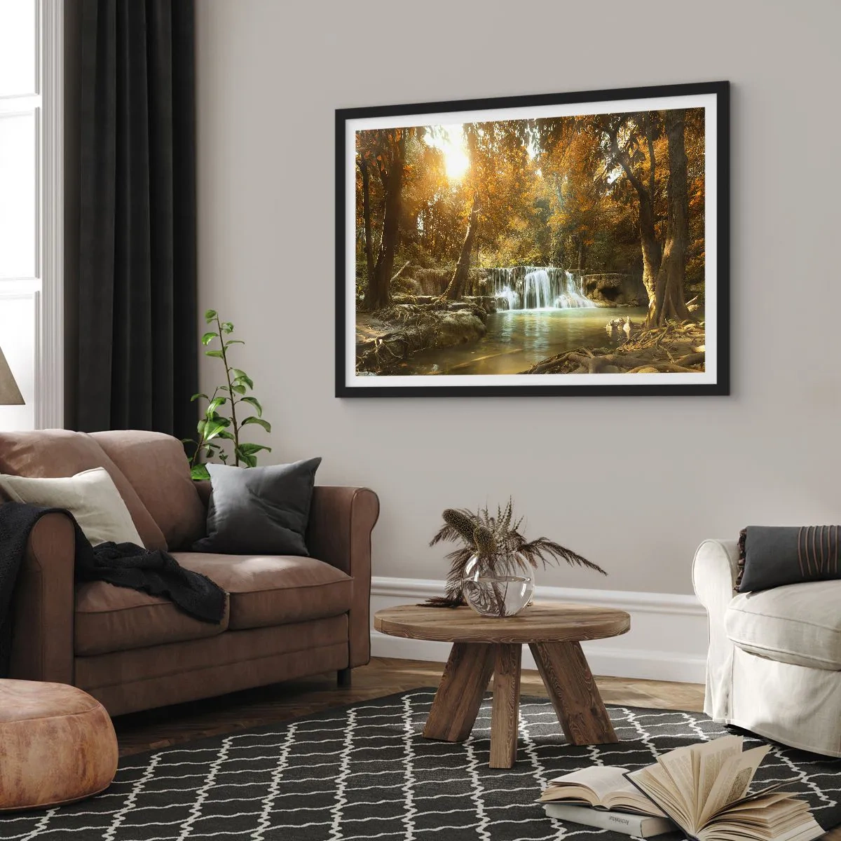 Poster in einem schwarzem Rahmen - Parkkaskade - 50x40 cm