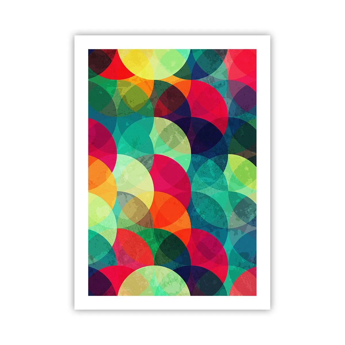 Poster - Abstrakte, bunte Kreise, die sich überlappen - 50x70cm - Aufstieg zum Regenbogen - Moderne Wanddekoration für Wohnzimmer und Schlafzimmer ARTTOR