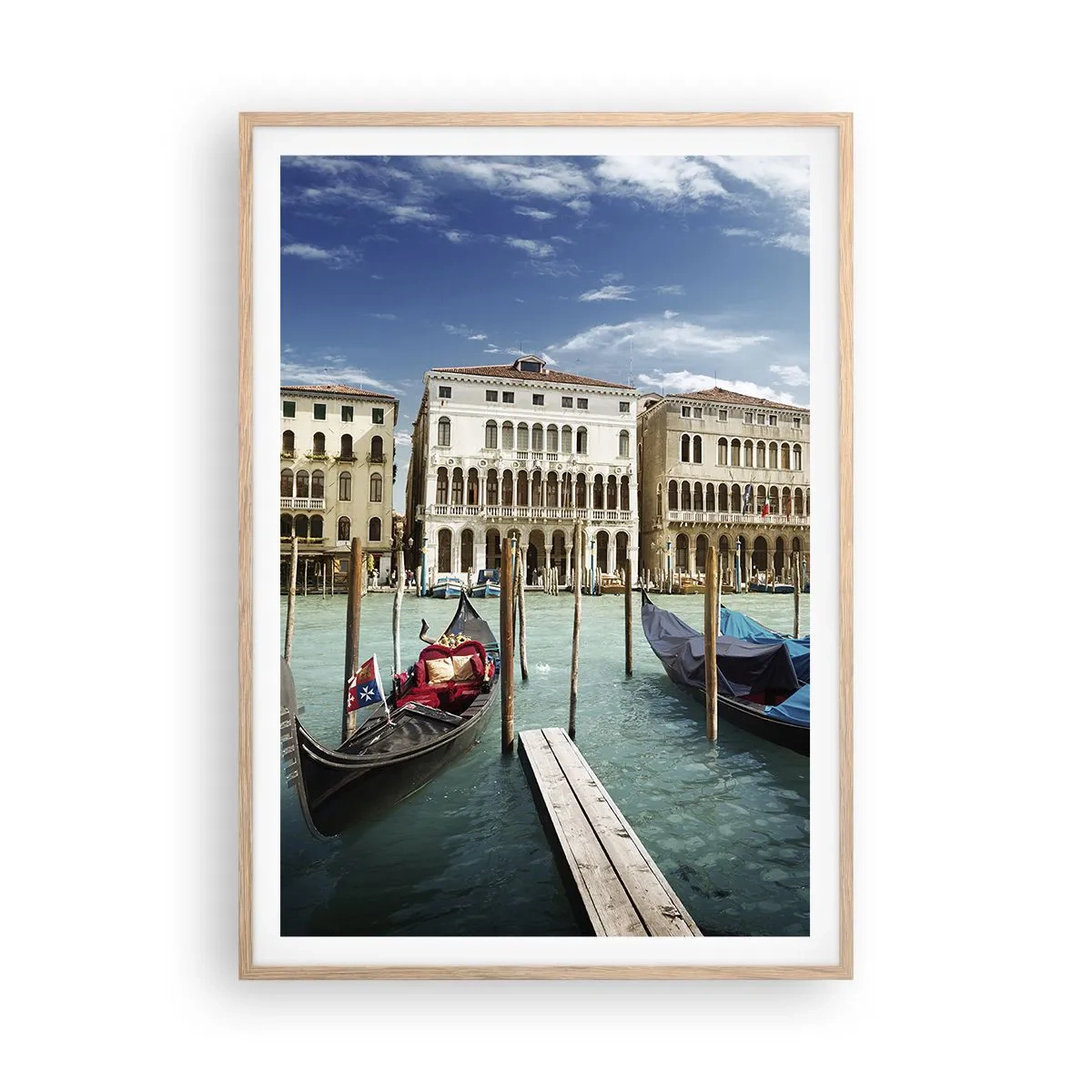 Poster in einem Rahmen aus heller Eiche - Paläste in Blau - 70x100 cm
