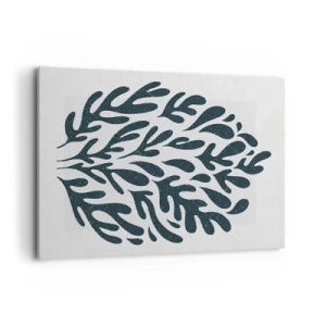 Bild auf Leinwand - Leinwandbild - Dunkles abstraktes Blattmotiv auf hellem Hintergrund - 100x70cm - Formen der Natur - Moderne Wanddekoration für Wohnzimmer und Schlafzimmer ARTTOR
