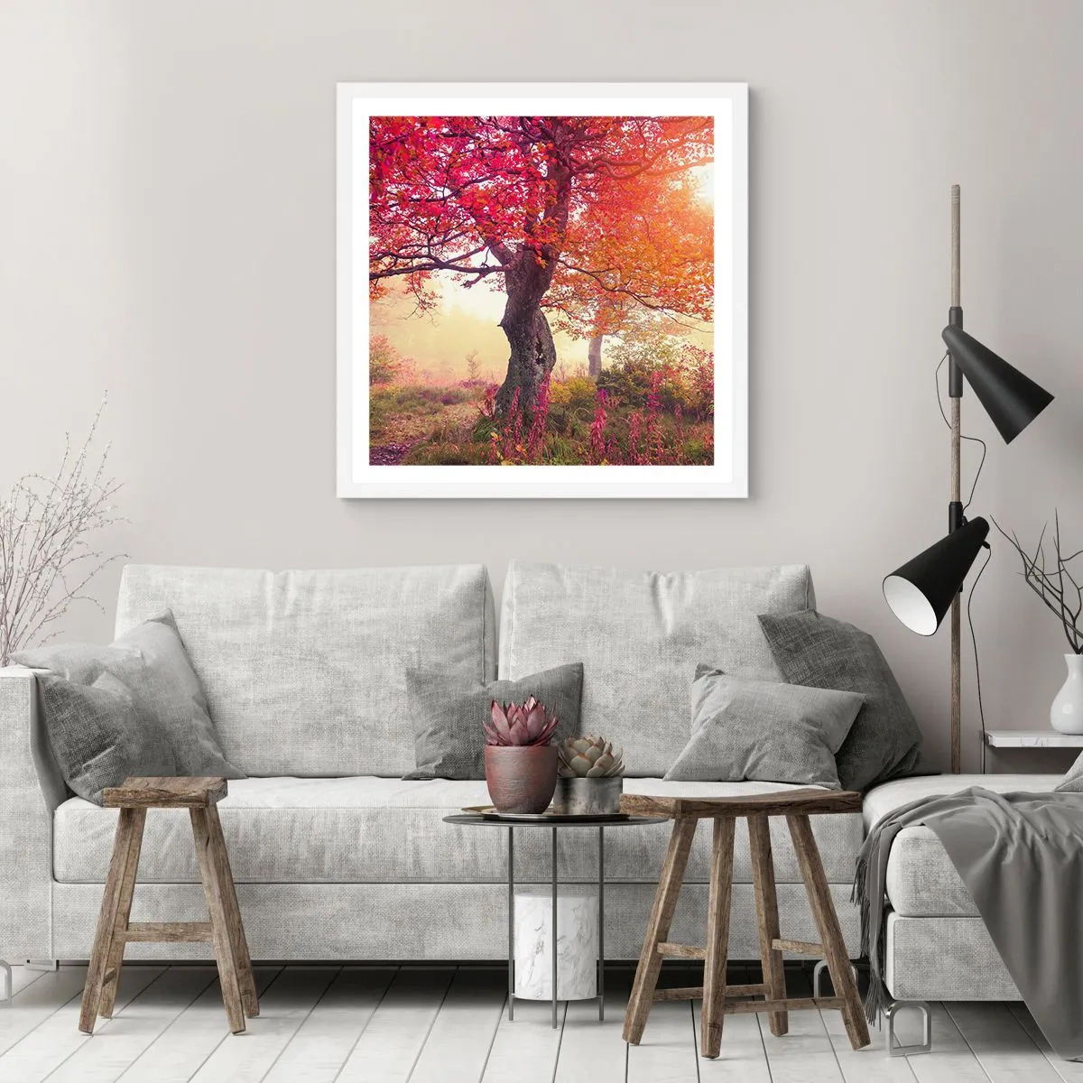 Poster in einem weißen Rahmen - Blühende Raserei - 40x40 cm