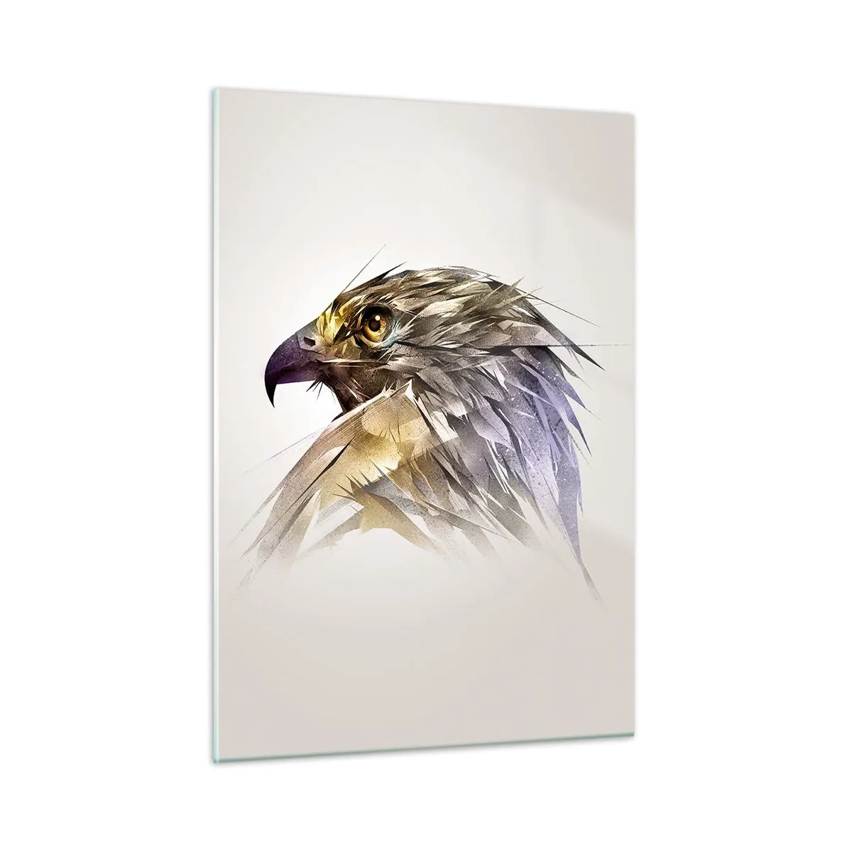 Glasbild - Bild auf glas - Ein künstlerisches Porträt eines Adlers in abstrakter Form - 50x70cm - Porträt eines Kriegers - Moderne Wanddekoration für Wohnzimmer und Schlafzimmer ARTTOR