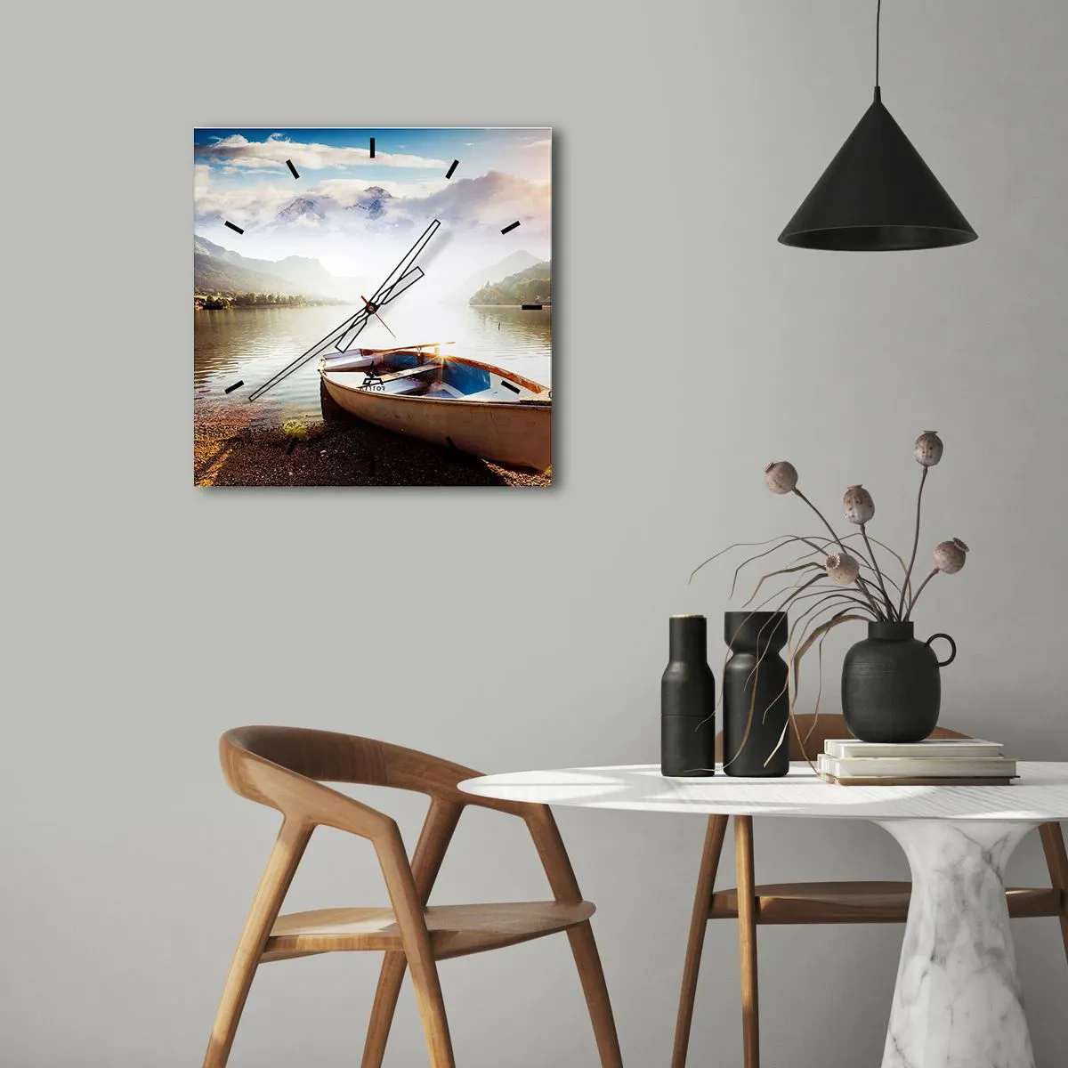 Wanduhr - Glasuhr - Am tollen und klaren Wasser - 40x40 cm