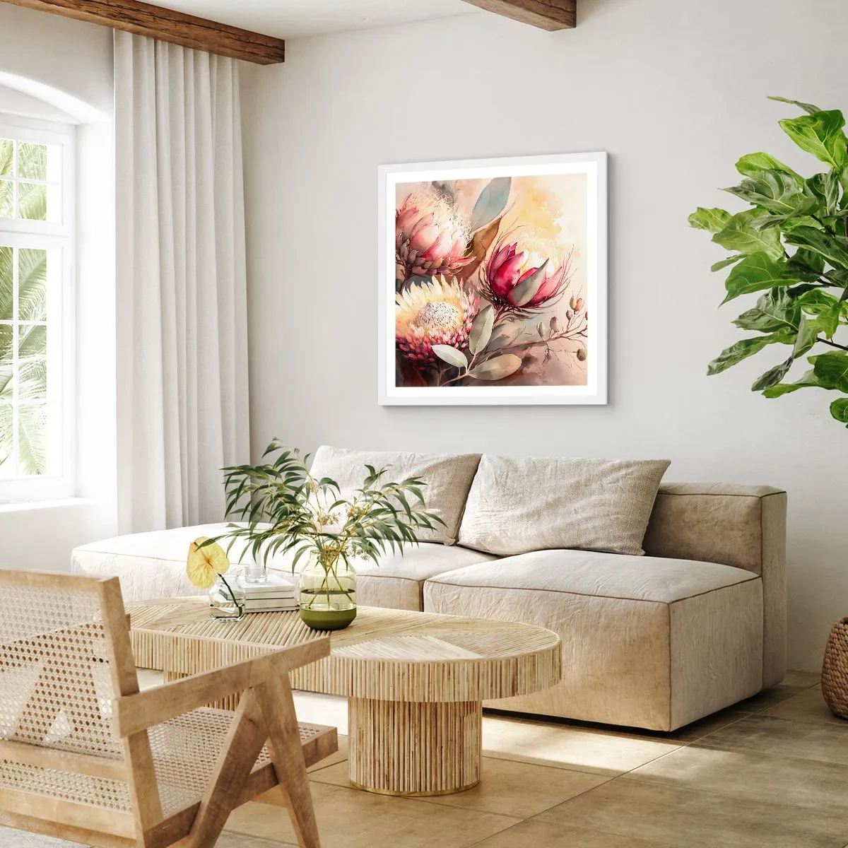 Poster in einem weißen Rahmen - Im Profil und en face - 50x50 cm