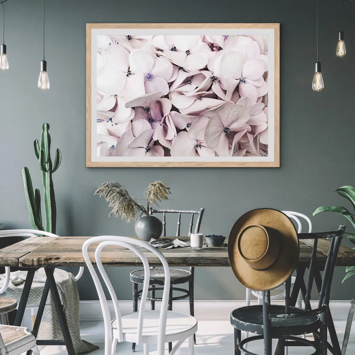 Poster in einem Rahmen aus heller Eiche - In einer Blumenflut - 50x40 cm