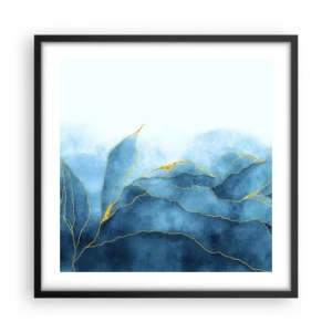 Poster in einem schwarzem Rahmen - Blau im Gold - 50x50 cm