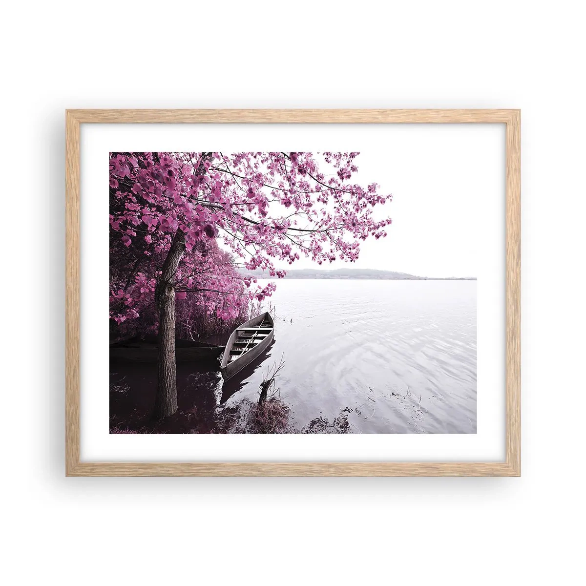 Poster in einem Rahmen aus heller Eiche - In rosa Stille - 50x40 cm