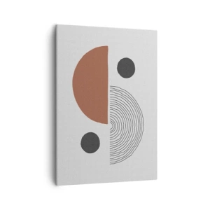 Bild auf Leinwand - Leinwandbild - Geometrische Formen in Braun- und Schwarztönen - 50x70cm - Perfektion des Rades - Moderne Wanddekoration für Wohnzimmer und Schlafzimmer ARTTOR