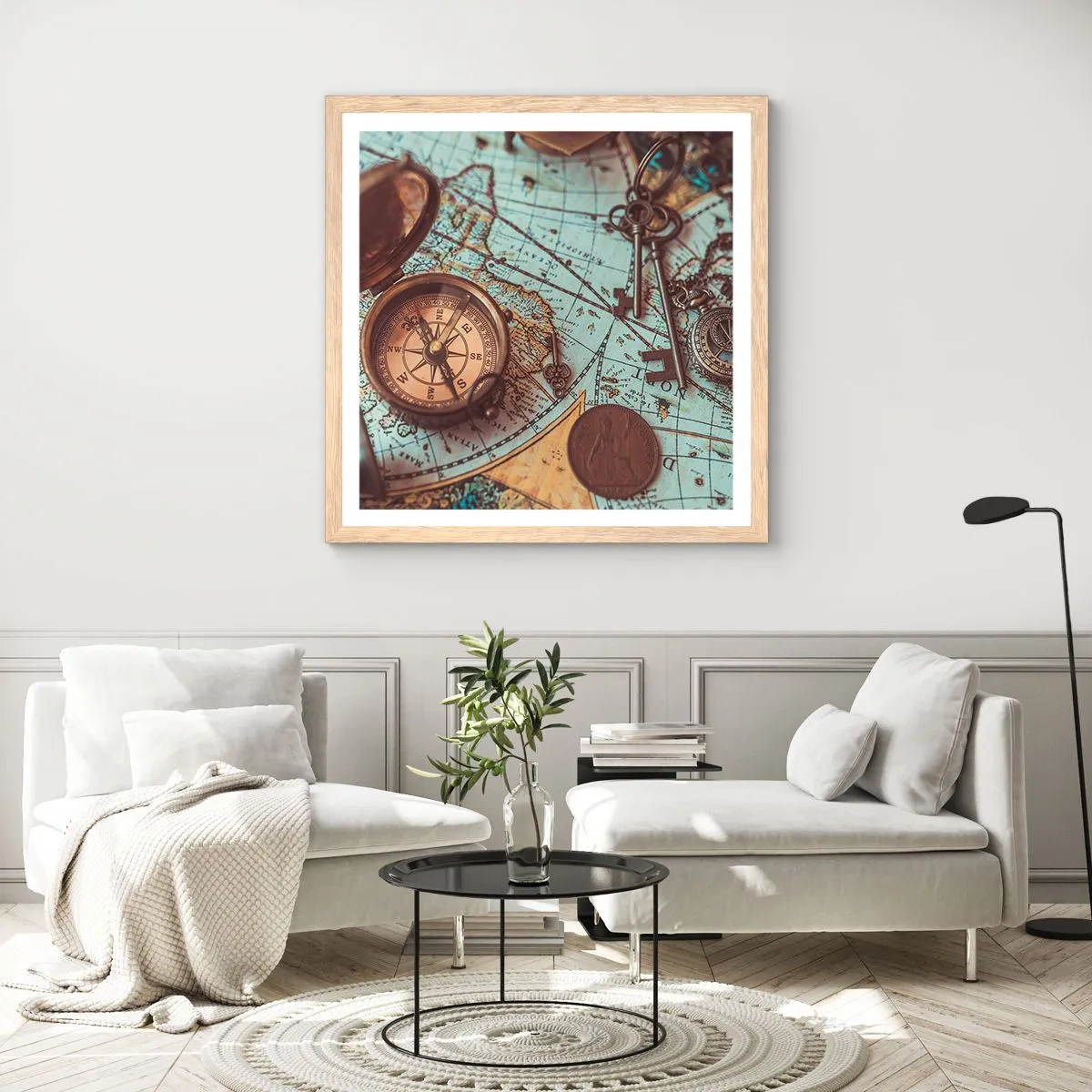 Poster in einem Rahmen aus heller Eiche - Für den Abenteurer - 60x60 cm