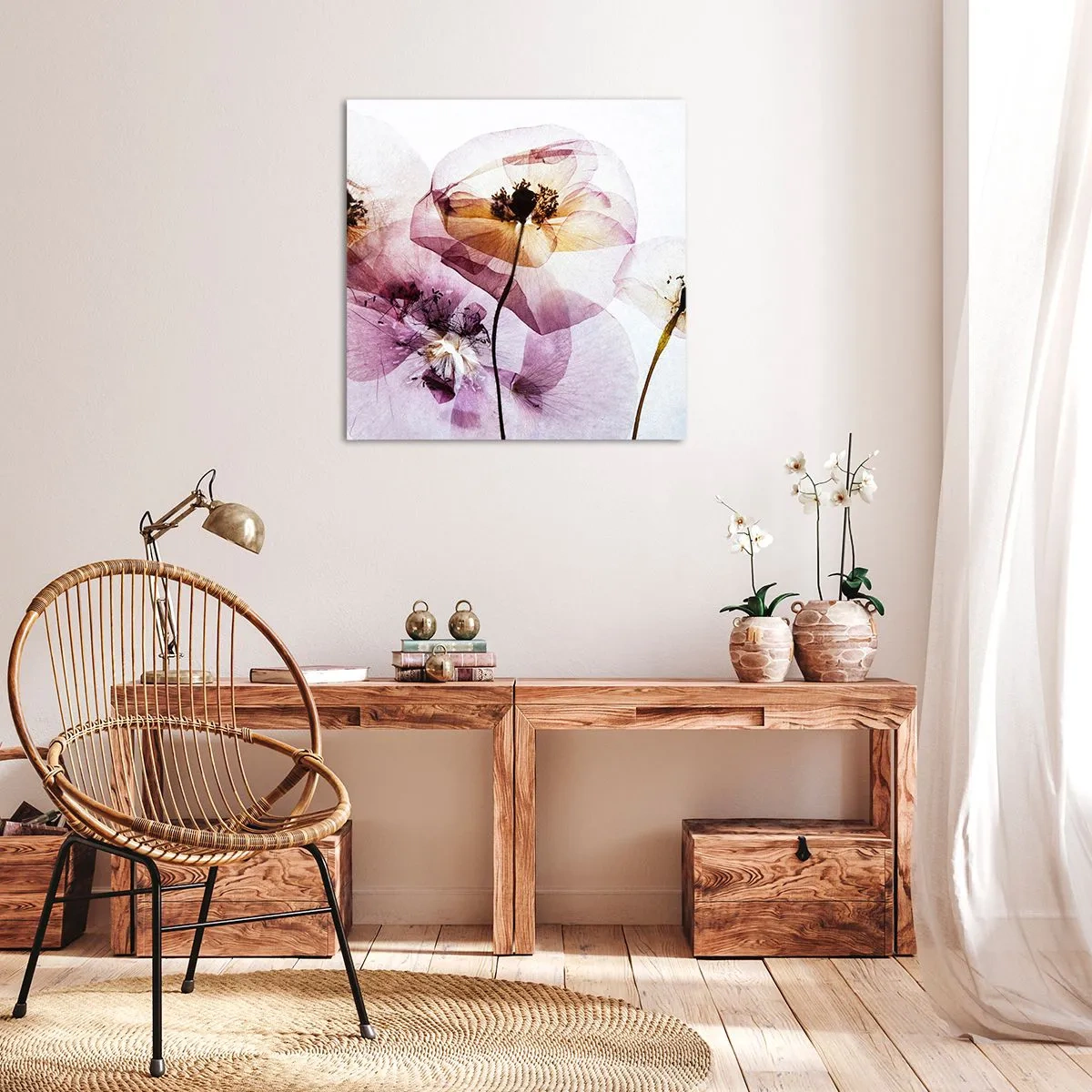 Bild auf Leinwand - Leinwandbild - Transparente Körperblumen - 70x70 cm