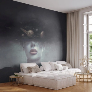 Selbstklebende Fototapete Deluxe Sticker - Und die Planeten spielen verrückt ... - Abstraktion, Das Gesicht einer Frau, Kosmos - 150x105 cm