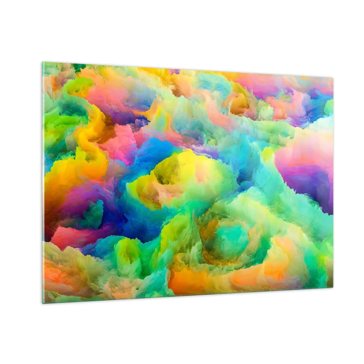 Glasbild - Bild auf glas - Abstrakte Landschaft in lebendigen Farben - 100x70cm - Regenbogen unten - Moderne Wanddekoration für Wohnzimmer und Schlafzimmer ARTTOR