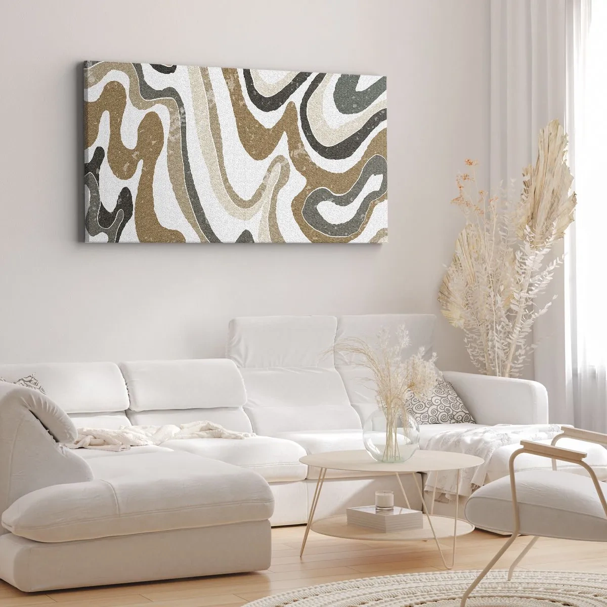 Bild auf Leinwand - Leinwandbild - Mäander in Erdfarben - 100x40 cm
