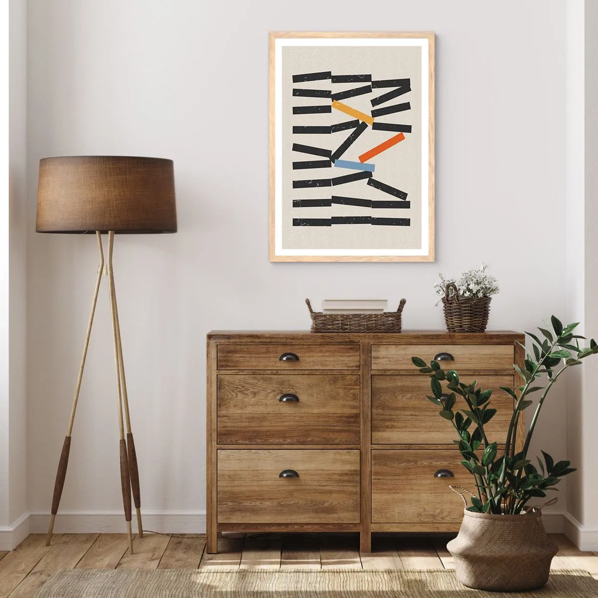 Poster in einem Rahmen aus heller Eiche - Domino – Komposition - 40x50 cm
