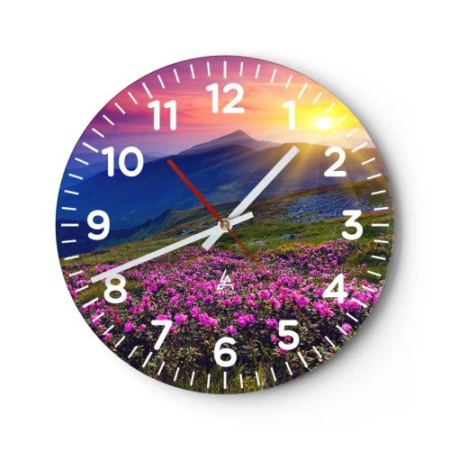 Wanduhr - Glasuhr - … Und drumherum duftet es nach Latschenkiefer und dem Duft von Kräutern - 30x30 cm