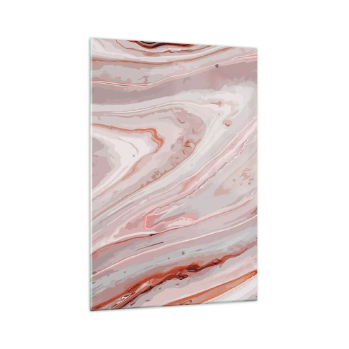 Glasbild - Bild auf glas - Abstrakte Wellen in zarten Rosa- und Beigetönen - 70x100cm - Rosa Flüssigkeit - Moderne Wanddekoration für Wohnzimmer und Schlafzimmer ARTTOR