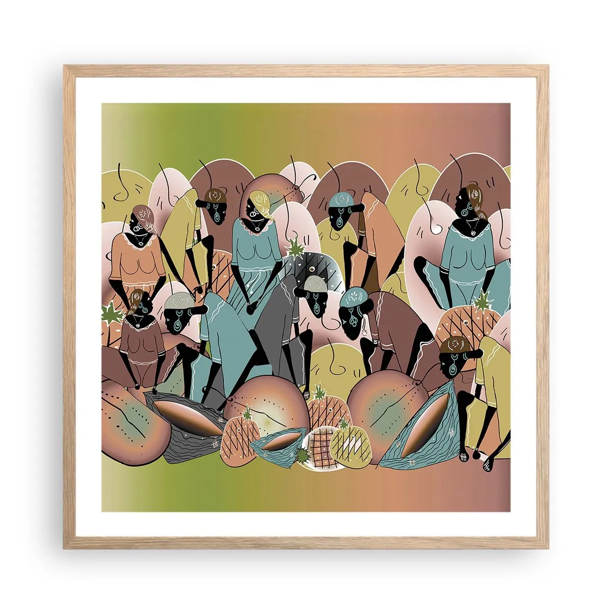 Poster in einem Rahmen aus heller Eiche - Ein toller Urlaub steht bevor - 60x60 cm