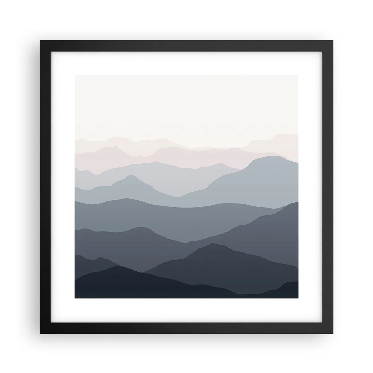 Poster in einem schwarzem Rahmen - Wellen der Berge - 40x40 cm