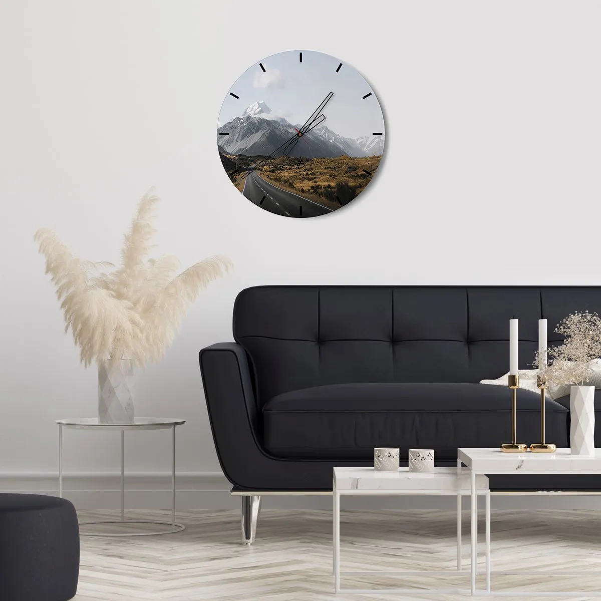 Wanduhr - Glasuhr - Der Weg ins Herz der Berge - 40x40 cm