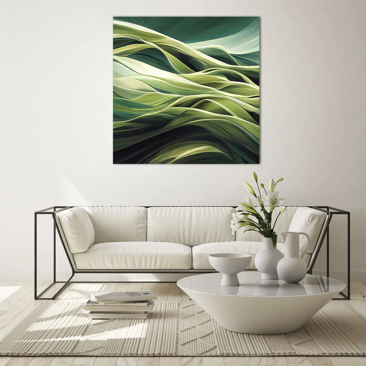 Glasbild - Bild auf glas - Abstraktes grünes Spiel - 60x60 cm