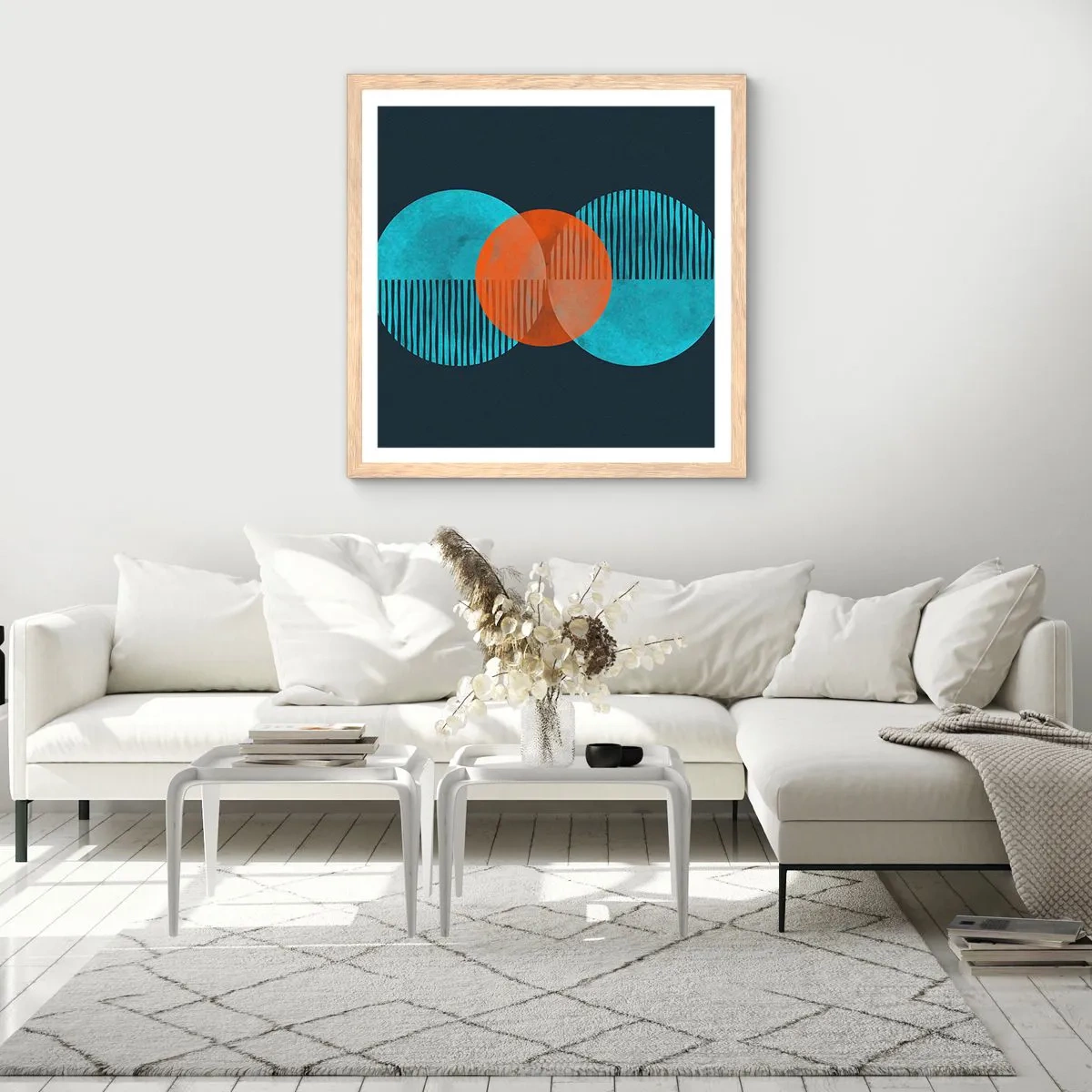 Poster in einem Rahmen aus heller Eiche - Symmetrische Komposition - 40x40 cm