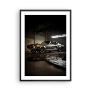 Poster in einem schwarzem Rahmen - Klassischer Sportwagen in der Garage - 50x70cm - Zurück in die Vergangenheit - Moderne Wanddekoration für Wohnzimmer und Schlafzimmer ARTTOR